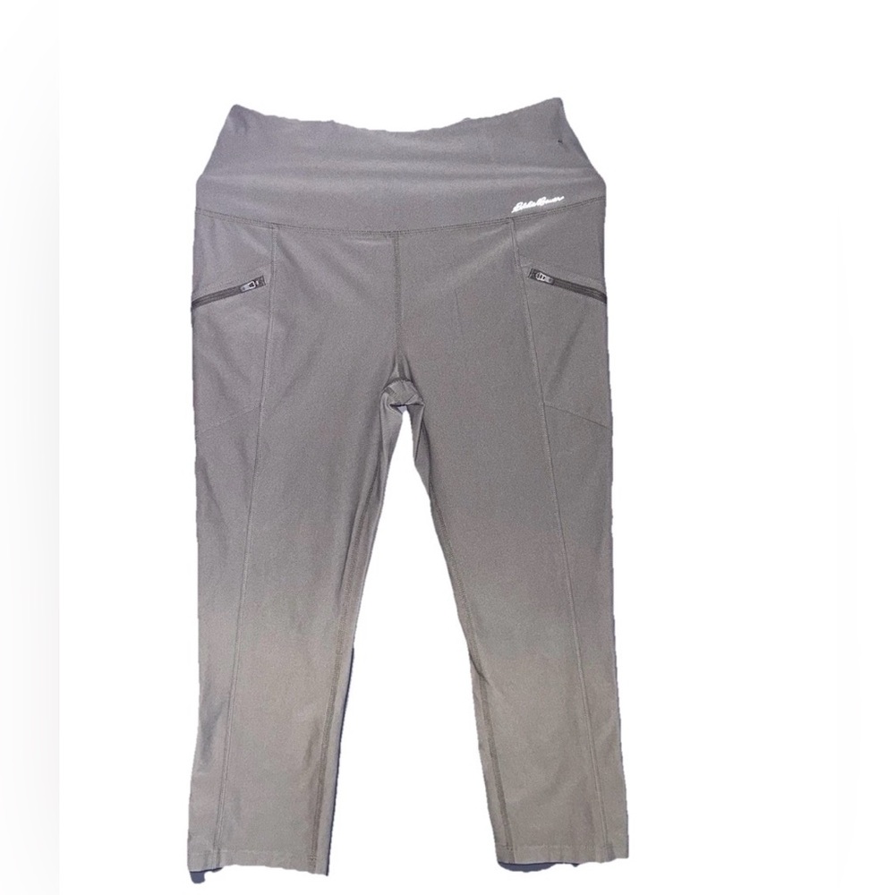 Eddie Bauer Women’s Size M Athletic Leggings – Olive/Green Zip-Pockets